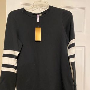 Black oversized, long sleeve dress.. with stripes.